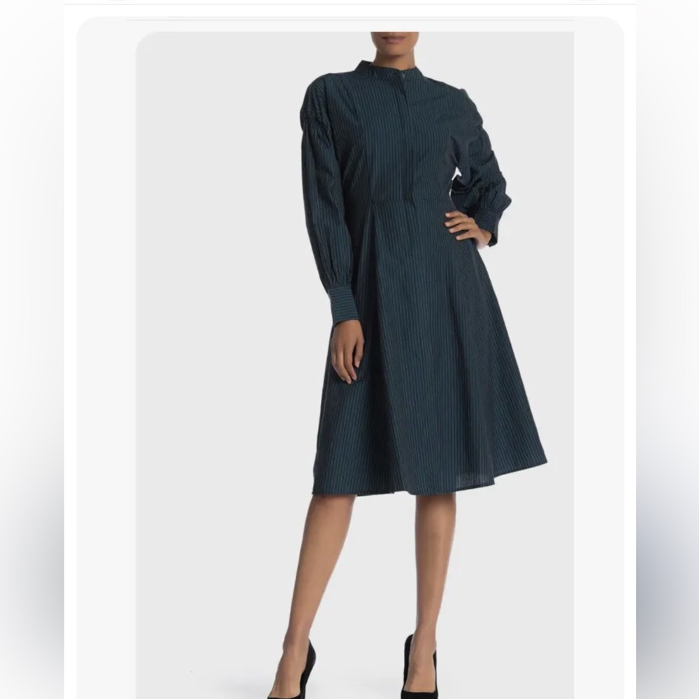 WALTER BAKER Womens Dress 0 Teal Stripe Charlotte Cotton